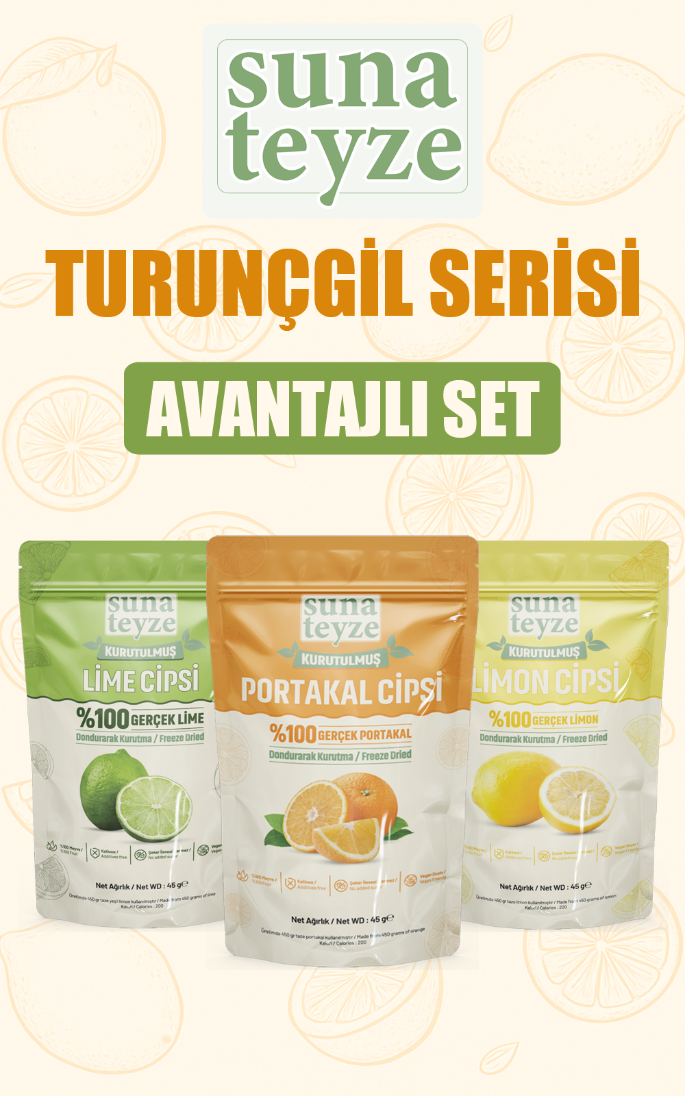 Turunçgil Serisi Freeze Dried (Portakal - Lime - Limon)